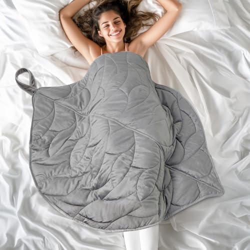 KAWBIYJ 7 Lbs Weighted Lap Blanket - Gifts for Mom, Women, Cozy Luxury Velvet Small Weighted Blankets, Portable Travel Blankets for Adults, All-Season Blanket Relaxation Gift, 40"x70", Grey