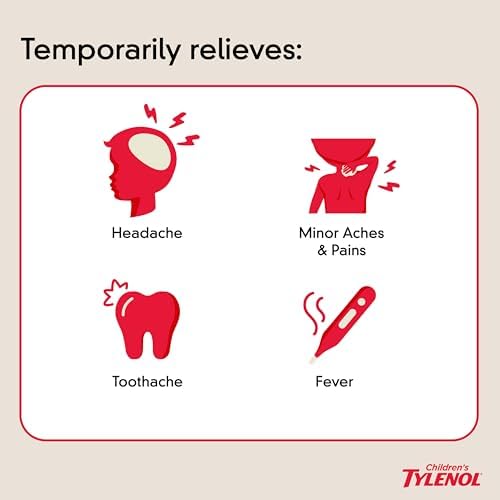 Children's Tylenol Chewables with 160 mg Acetaminophen, Pain Reliever & Fever Reducer for Kids' Cold + Flu Symptoms, Headache, Sore Throat & Toothache, Aspirin-Free, Grape Flavor, 24 ct - Image 2