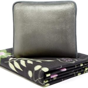 forestfish Portable Travel Blanket Airplane Compact with Bag, Fleece Throw Blanket Cozy Soft for Camping Train 60" x 40", Flower