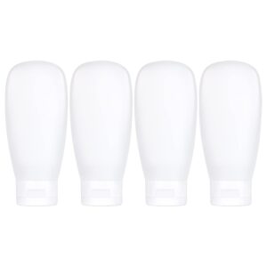 TSA Approved Travel Bottles Set for Toiletries Travel Size Containers Kit 4 Pack Portable Leak Proof Refillable Squeeze Cosmetic Airplane Essential Shampoo Hair Conditioner Body Lotion Bath Shower Gel