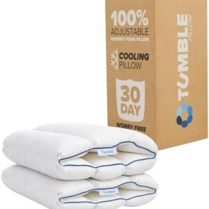 TUMBLE 6-Chamber Adjustable Bed Pillow & Pillowcase | Back, Side & Stomach Sleepers | Cooling Cover | Memory Foam & Gel Fiber Fill | Customize Your Comfort | CertiPUR/Oeko-Tex | Standard Queen 2 Pack