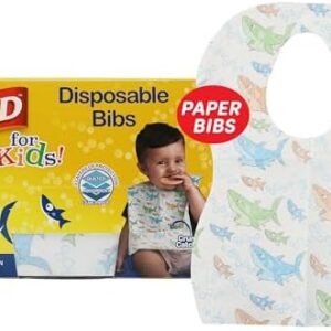 Glad for Kids Shark Paper Disposable Bibs with Crumb Catcher for Feeding - Absorbent and Leakproof Eating and Travel Must Haves for Mess-Free Meals, 30 Count