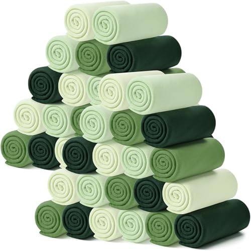 Kinlop Fleece Blanket Bulk 60 x 50 Inch Soft Lightweight Fleece Cozy Blanket Warm Throw Plush Pet Throw for Bed Couch Sofa Home Office Wedding Gifts Travel Camping (Green Tones,40 Packs)