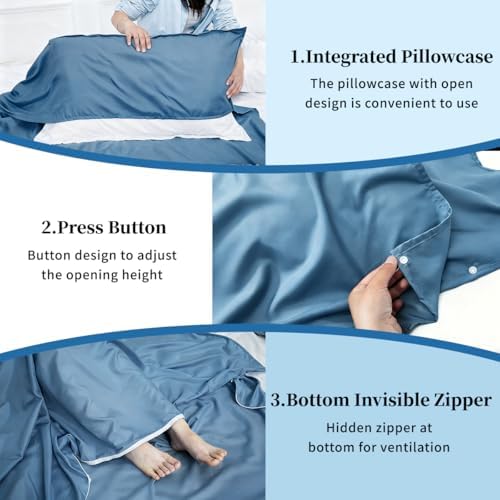 MongByYa Sleeping Bag Liner Lightweight Compact Sleeping Bag Sack Portable Clean Travel Sheet Camping Sleep Sheet for Backpacking Hotel Hiking - Image 4