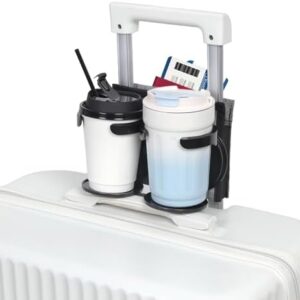 Vigorport Luggage Travel Cup Holder, Folding Cup Holder, Drink Caddy for Suitcases - Hold Two Coffee Mugs Traveler Carry on Hands Free Accessory