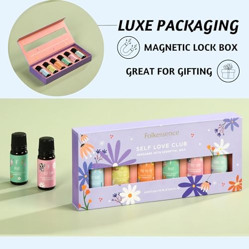 Folkulture Self Love Club Essential Oils Set | 6 Relaxing Fragrance Oils for Diffusers | Green Tea, Cashmere, Ocean Salt and More| Valentine’s Day Aromatherapy Gift for Her | Home Relaxation Scents - Image 6