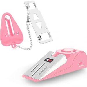 MBBEST Hotel Door Lock & Door Stop Alarm,Dual Protection Security Devices Pocket Door Stopper Self Defensey Tools for Hotel Travel Home Apartment House, Pink/Pink