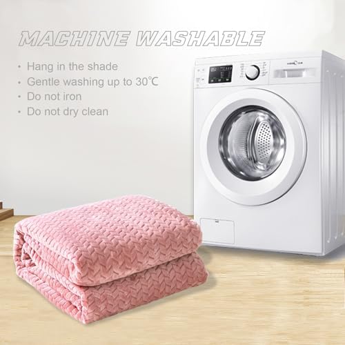 Exclusivo Mezcla Fleece Throw Blanket for Couch, 50x70 Inches Soft Cozy Jacquard Flannel Blankets, Lightweight Fuzzy Plush Warm Throws for Winter, Pink - Image 9