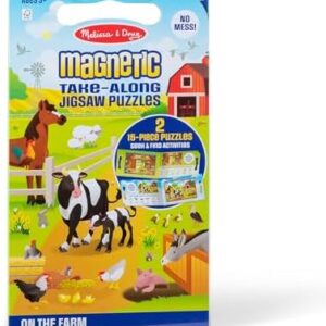 Melissa & Doug Take-Along Magnetic Jigsaw Puzzle Set – On the Farm (2 x 15 Piece) Travel Activity Toy for Preschoolers and Kids Ages 3+ - FSC Certified
