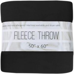 50x60 Throw Blankets, Ultra Soft Hypoallergenic Fleece Fall Throw Blanket for Livingroom, Couch, Chair, Bed, Black