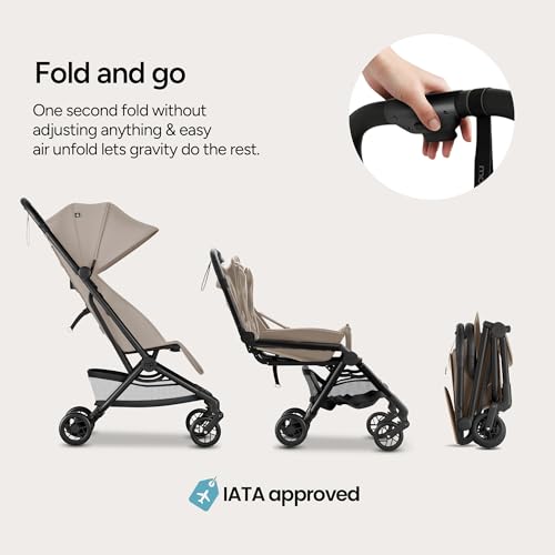 Mompush Velo Lightweight Travel Stroller, Compact & Airplane-Friendly for Baby and Toddler, Lie-Flat Seat, One-Hand Fold, with Leather Bumper Bar, Shoulder Strap, Raincover, Storage Bag & Cup Holder - Image 6