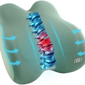 Skechers Women’s Lumbar Pillow, Memory Foam Lumbar Support Pillow for Office,Chair Lower Back Pain Relief Lumbar Pillow,Ergonomic Design Back Support Pillow for Office Chair,Car,Home,Travel,Green