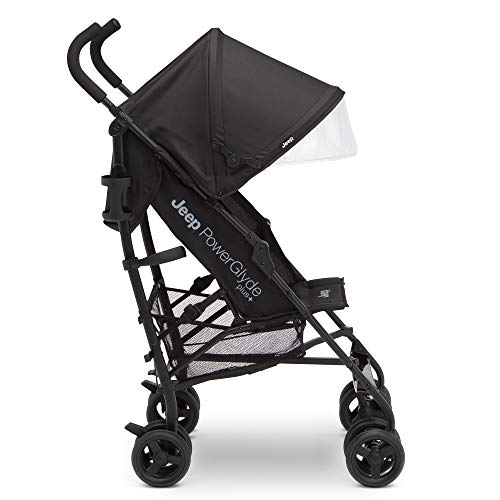 Jeep PowerGlyde Plus Stroller by Delta Children Lightweight Travel Stroller with Smoothest Ride, Aluminum Frame, 4-Position Recline, Extra Large Storage Basket, Black - Image 3