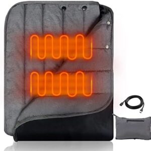 Goallim Portable USB Heated Blanket, 3 Heat Settings Heated Blanket 3 Hrs Auto Off, 58”x38” with Overheat Protection Fast Heating for Home Office Outdoor Camping Travel(Battery Pack Not Included)
