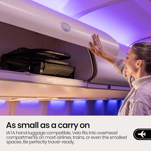 Mompush Velo Lightweight Travel Stroller, Compact & Airplane-Friendly for Baby and Toddler, Lie-Flat Seat, One-Hand Fold, with Leather Bumper Bar, Shoulder Strap, Raincover, Storage Bag & Cup Holder - Image 4