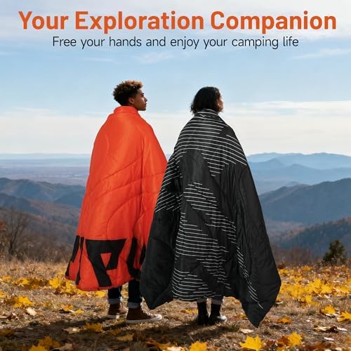 喜马拉雅 Lightweight Camping Blanket, Packable, Down Alternative, Puffy, Printed Wearable Blankets, Warm Camping Quilt with Snap Buttons for Outdoor, Travel, Hiking - Image 7