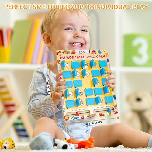 Matching Memory Game for Kids Age 3 4 5 6 7 8 Year Old, Travel Toy for Boys Girls, Wooden Board Game, Road Trip Essentials for Toddler, Airplane/ Car/ Camping Activity, Ideal Christmas, Birthday Gifts - Image 3
