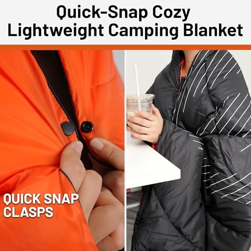 喜马拉雅 Lightweight Camping Blanket, Packable, Down Alternative, Puffy, Printed Wearable Blankets, Warm Camping Quilt with Snap Buttons for Outdoor, Travel, Hiking - Image 6