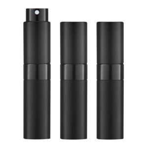 LISAPACK 8ML Atomizer Perfume Spray Bottle for Travel (3 PCS) Empty Cologne Dispenser, Portable Sprayer Travel Essentials for Men and Women (Black)