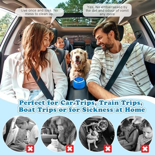 Valchoose 12 Pack Kids Vomit Bags Disposable, Hospital Grade 800ml Motion Sickness Bags for Car Kids Lifesaver, Barf Bags Come in Handy, No Spilling Perfect for Car Sick, Chemo, Road Trip(Blue) - Image 7