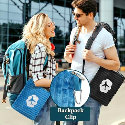 PAVILIA Travel Blanket Pillow in Soft Bag with Pockets, Airplane Blanket Set, Plane Blanket Compact Packable, Flight Essentials Car Pillow, Travelers Accessories Gifts, Luggage Strap, Turquoise - Image 4