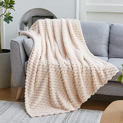 EXQ Home Fleece Throw Blanket for Couch or Bed - 3D Imitation Turtle Shell Jacquard Decorative Blankets - Cozy Soft Lightweight Fuzzy Flannel Blanket Suitable for All Seasons(50"×60",Beige) - Image 4