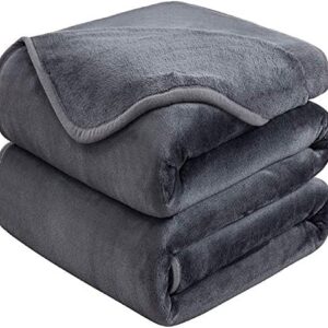 Soft Queen Size Blanket for All Season Warm Fuzzy Microplush Lightweight Thermal Fleece Summer Autumn Fall Winter Spring Blankets for Queen Full Bed Couch Sofa,90x90 Inches,Dark Gray