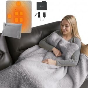 ZonLi Heated Blanket, Portable Battery Operated Blanket, 10000mAh Large 50"x60" Cordless Rechargeable Electric Throw for Adults, Camping, Car Travel & Home Use