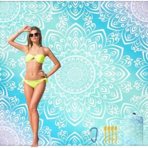 Beach Blanket Waterproof Sandproof Beach Mat for 1-8 Adults Quick Drying Durable Outdoor Picnic Mat for Beach Festival Travel Camping Hiking (Gradiant BL-Mandarin, 79"×83"(4 Person))