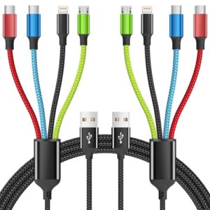 Travel Essentials Multi Charging Cable [2Pack 5FT], Car Accessories 4 in 1 Charging Cords, USB Cable Phone Charger with IP/Type C/Type C/Micro, Compatible with Most Phones/Tablets and More