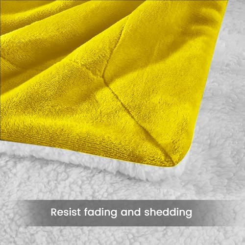 MOONLIGHT20015 Sherpa Blankets Queen Size - (Ochre, 90X90 Inches) Fuzzy, Soft and Wool/Fleece Blanket for Bed, Fluffy Blankets for Winter, Camping and Travel - Image 6