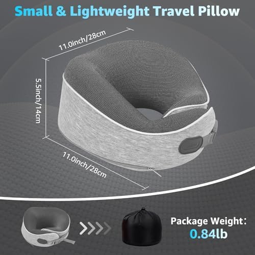 Gikezed Travel Pillows for Airplanes Ergonomic Memory Foam Neck Pillow for Travel - 360° Head & Neck Support for Sleeping on Flights, Cars, Trains & Office (Gray-1) - Image 8
