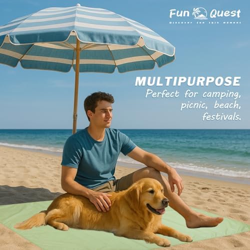Fun Quest Picnic Blanket Waterproof – Packable Sand Proof Beach Blanket (0.42lb/0.66lb), Compact & Foldable, Fits in Pocket with Integrated Stakes, Ideal for Camping, Hiking, Travel, Concert, Festival - Image 6