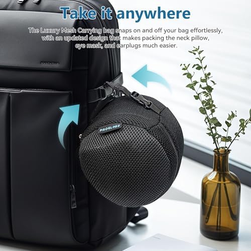 Proglobe Orthopedic Neck Pillow Travel Neck Pillows for Airplanes, Memory Foam Kit, Updated Resting Material, Airplane Travel Set with 3D Contoured Eye Masks, Earplugs, and Luxury Mesh Bag (Blue) - Image 6