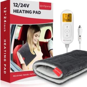 Comfytemp 12V/24V Car Electric Blanket for Back, 4 Heat Settings, 11Auto-Off, Portable Mini Travel Blanket for Neck, Shoulders, Hip, Waist, Truck, SUV, 12" x 24" Washable for Drivers Women Men Winter