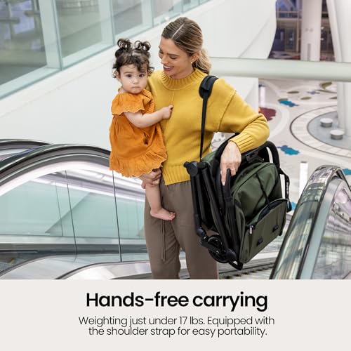Mompush Velo Lightweight Travel Stroller, Compact & Airplane-Friendly for Baby and Toddler, Lie-Flat Seat, One-Hand Fold, with Leather Bumper Bar, Shoulder Strap, Raincover, Storage Bag & Cup Holder - Image 5