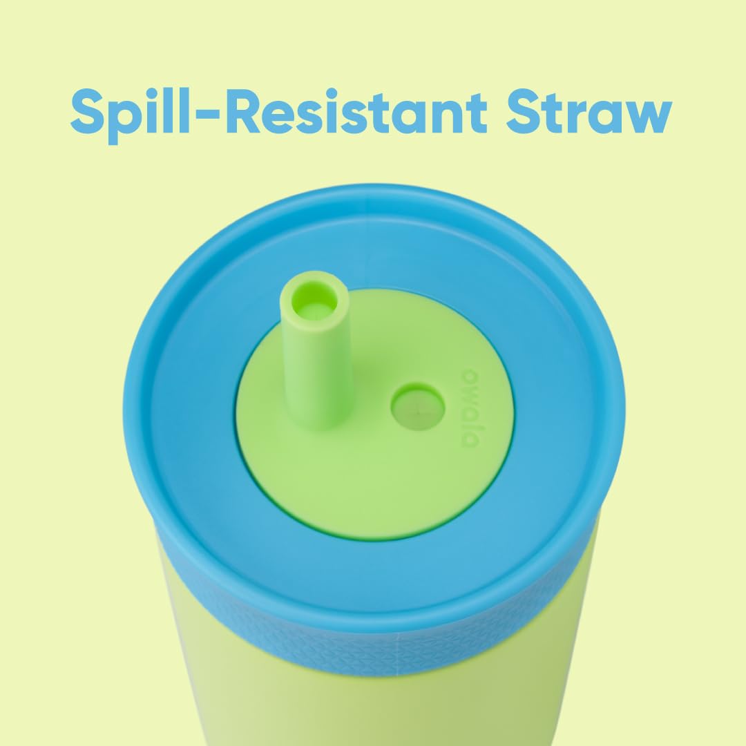 Owala Kids Insulation Stainless Steel Tumbler with Spill Resistant Flexible Straw, Easy to Clean, Kids Water Bottle, Great for Travel, Dishwasher Safe, 12 Oz, Blue and Light Green (Turtley Awesome) - Image 2