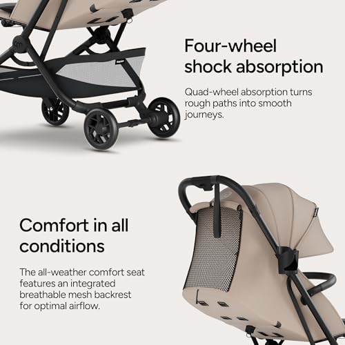 Mompush Velo Lightweight Travel Stroller, Compact & Airplane-Friendly for Baby and Toddler, Lie-Flat Seat, One-Hand Fold, with Leather Bumper Bar, Shoulder Strap, Raincover, Storage Bag & Cup Holder - Image 8