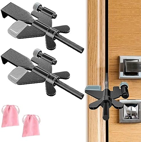 2 Pack Adjustable Portable Door Lock, Hotel Door Locks for Travelers Security, Prevent Unauthorized Entry, Door Stoppers Security for Travel Bedrooms Apartment Airbnb Dorm, with Silicone Caps