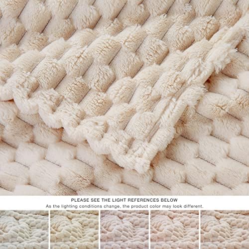 EXQ Home Fleece Throw Blanket for Couch or Bed - 3D Imitation Turtle Shell Jacquard Decorative Blankets - Cozy Soft Lightweight Fuzzy Flannel Blanket Suitable for All Seasons(50"×60",Beige) - Image 6