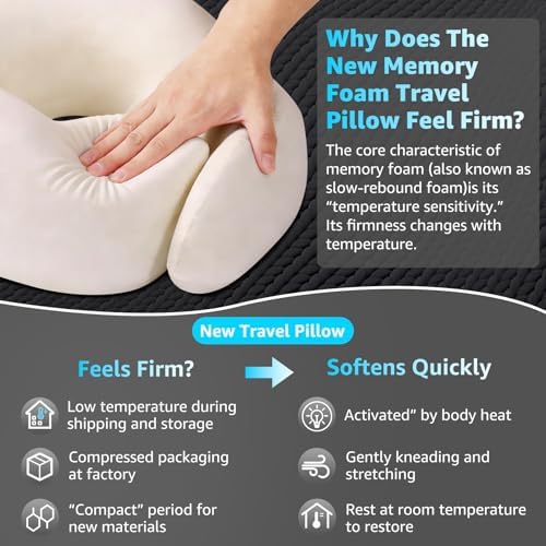 Gikezed Travel Pillows for Airplanes Ergonomic Memory Foam Neck Pillow for Travel - 360° Head & Neck Support for Sleeping on Flights, Cars, Trains & Office (Gray-1) - Image 2