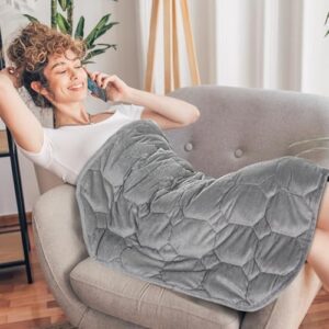 Topblan Weighted Lap Blanket 7lbs for Adults, Small Weighted Blanket Throw for Napping, Relaxation, Calming and Travel, Skin Friendly & Machine Washable for All-Season Sleeping, Grey 24x29 inches