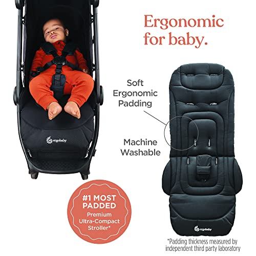 Ergobaby Metro+ Compact Baby Stroller, Lightweight Umbrella Stroller Folds Down for Overhead Airplane Storage (Carries up to 50 lbs), Car Seat Compatible, Black - Image 3