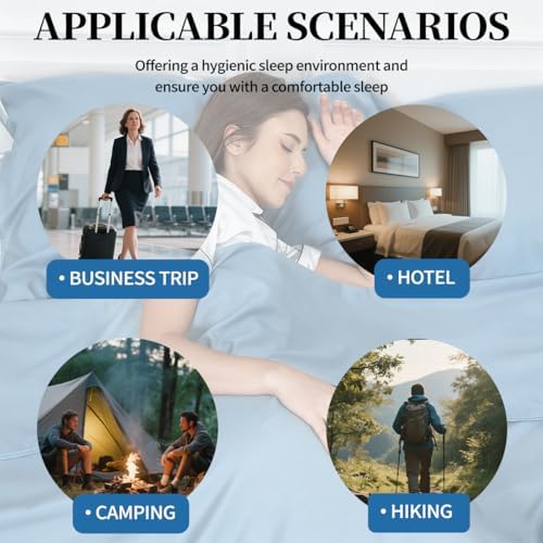 MongByYa Sleeping Bag Liner Lightweight Compact Sleeping Bag Sack Portable Clean Travel Sheet Camping Sleep Sheet for Backpacking Hotel Hiking - Image 5