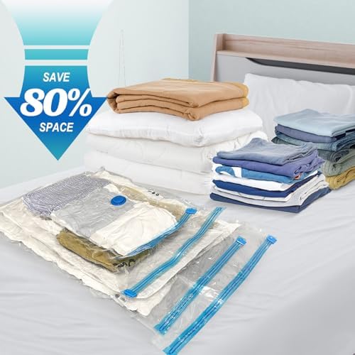 Fygrip Vacuum Storage Bags with Hand Pump, Plastic Packaging Bags, 80% Space Saver Vacuum Seal Bags for Clothing, Travel Lugggage, Blankets, Comforters, 20 Combo - Image 2