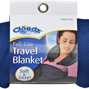 Cloudz Cozy Compact Airplane Travel Blanket for Your Flight, Car, Camping, Home or Comforting Warmth Anywhere! - Navy