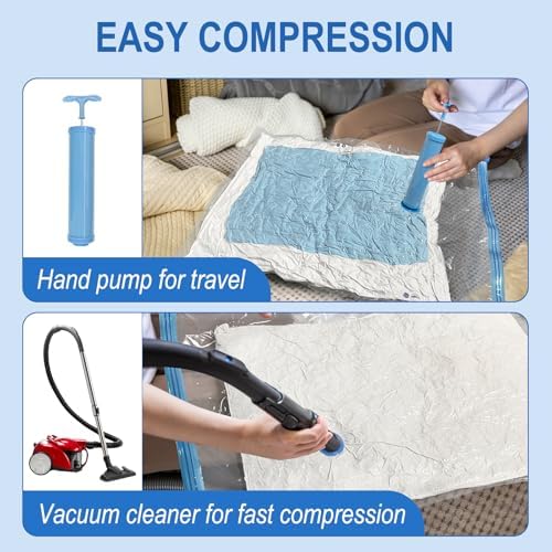 Fygrip Vacuum Storage Bags with Hand Pump, Plastic Packaging Bags, 80% Space Saver Vacuum Seal Bags for Clothing, Travel Lugggage, Blankets, Comforters, 20 Combo - Image 6