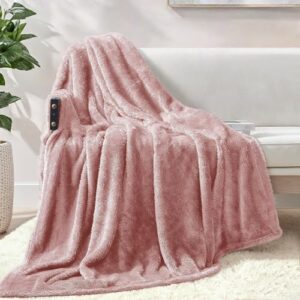 Exclusivo Mezcla Plush Fuzzy Fleece Throw Blanket Extra Large, Super Soft, Fluffy and Warm Blankets for Couch, Bed, All Season Use (50x70 Inches, Pink)
