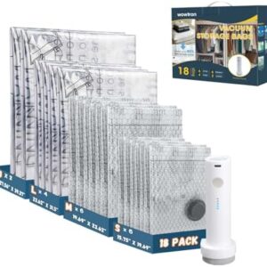 Space Saver Vacuum Storage Bags with Electric Pump, 18 PCS (6S,6M,4L,2J) Space Saver Vacuum Seal Bags for Clothing, Travel, Bedding, Blanket, Pillow, Comforter