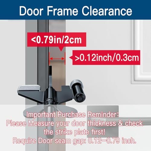 2 Pack Adjustable Portable Door Lock, Hotel Door Locks for Travelers Security, Prevent Unauthorized Entry, Door Stoppers Security for Travel Bedrooms Apartment Airbnb Dorm, with Silicone Caps - Image 2